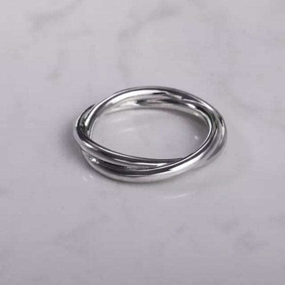New Unisex 925 Silver Double Layer Men Women Ring - Picture 5 of 6